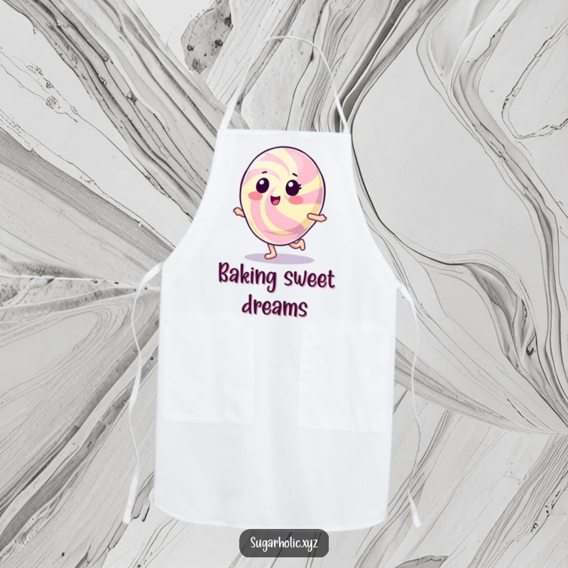Funny Gumdrop Character Apron: A shiny gumdrop character happily hopping while ready to cook or bake.