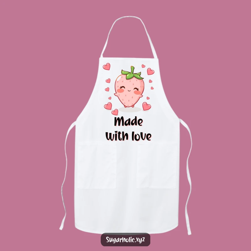 Funny Kitchen Strawberry Love Apron - Cute Blushing Baker Gift