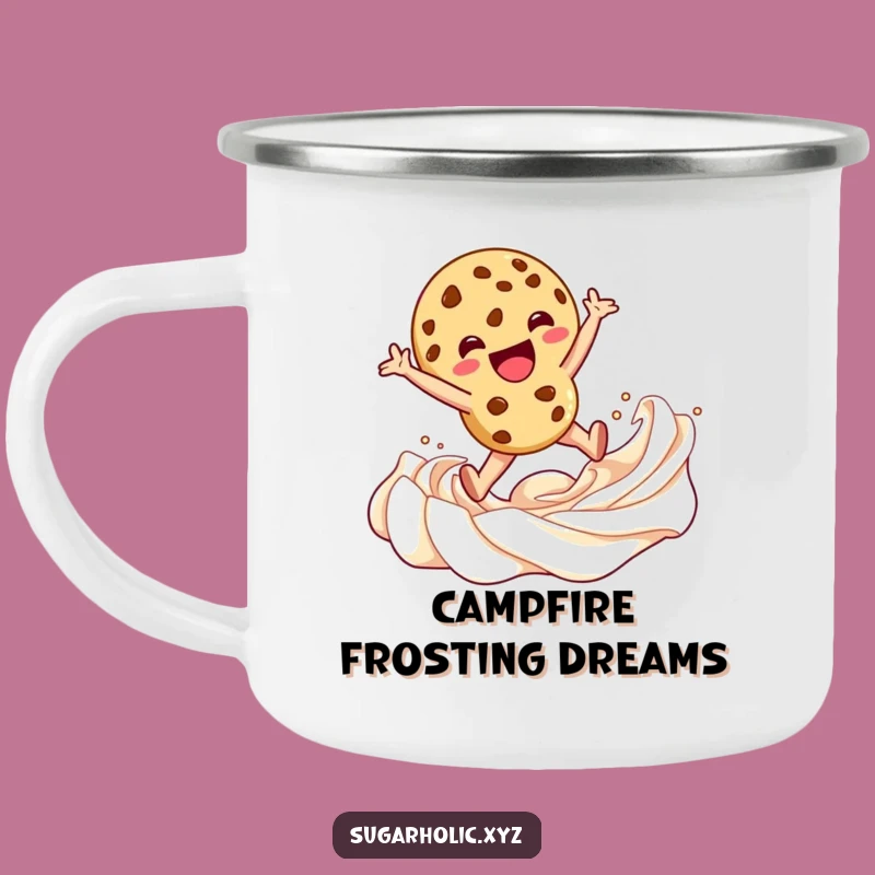Funny Cookie Frosting Enamel Camping Mug: Sweet Sips Under the Stars!