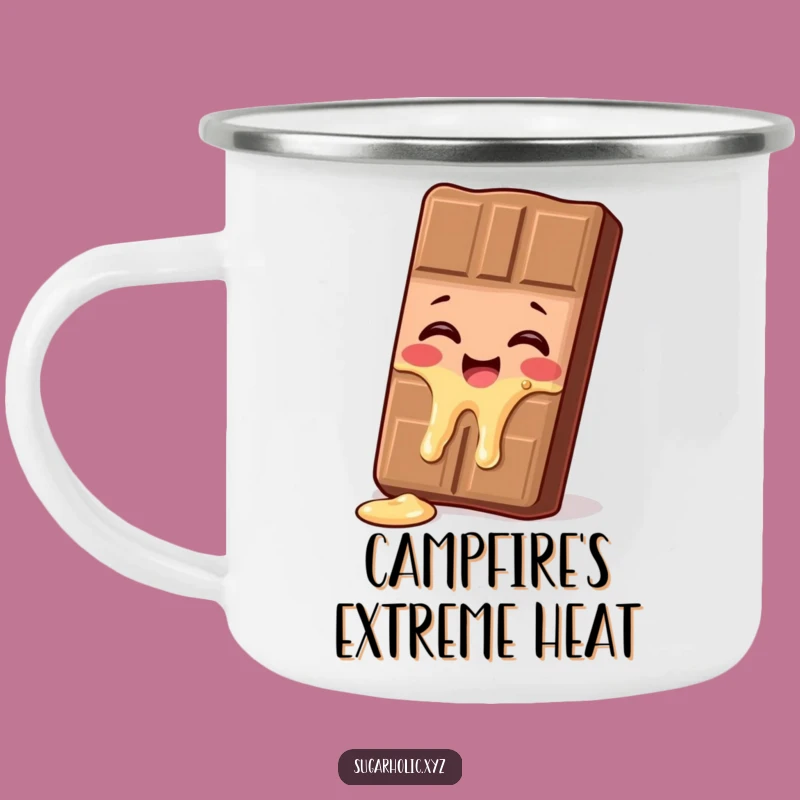 Funny Melting Chocolate Bar Camping Mug - Campfire Laughs and Sweet Sips!