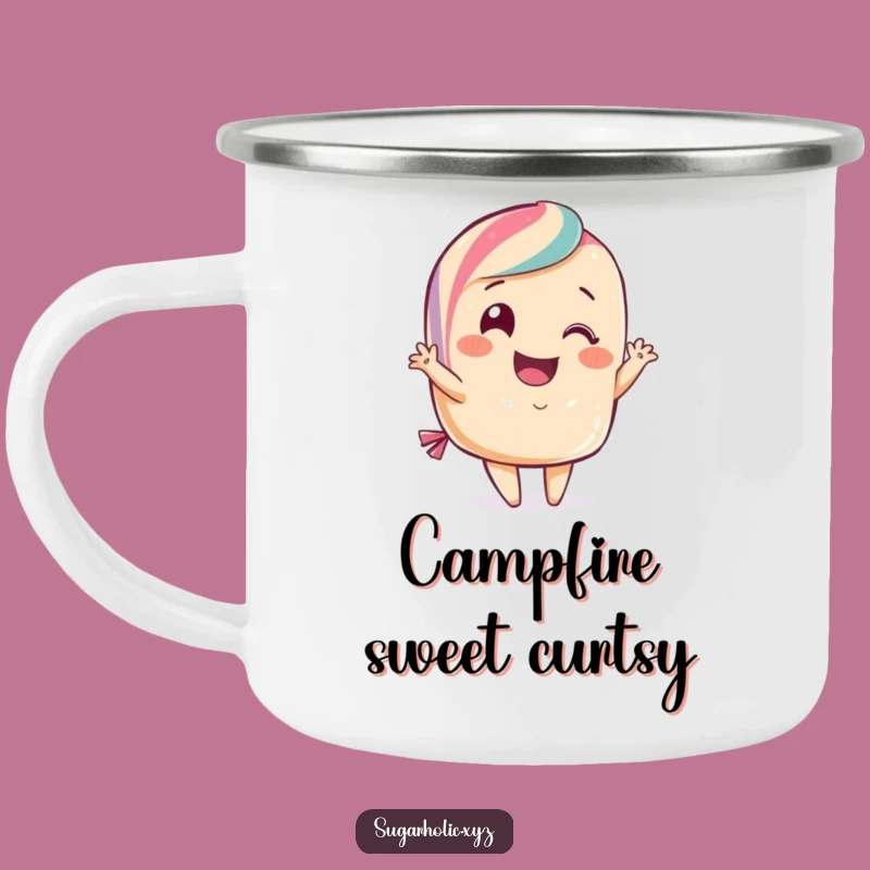 Funny Candy Curtsy Camping Mug: Smiling Treat Cup, Perfect Funny Gift for Sweet Adventures