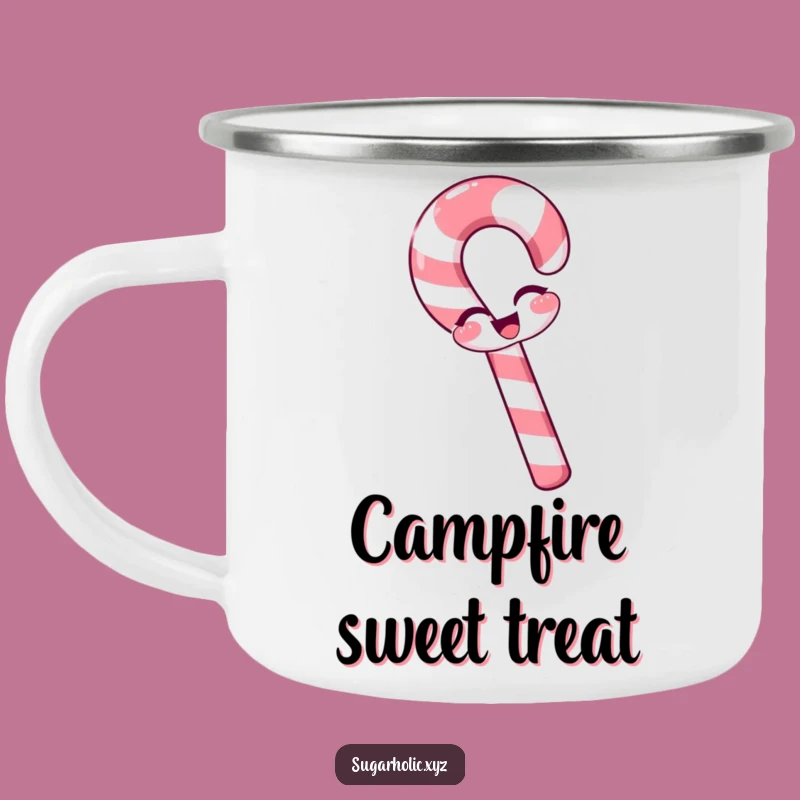 Funny Winking Candy Cane Camping Mug - Playful Trail Companion!