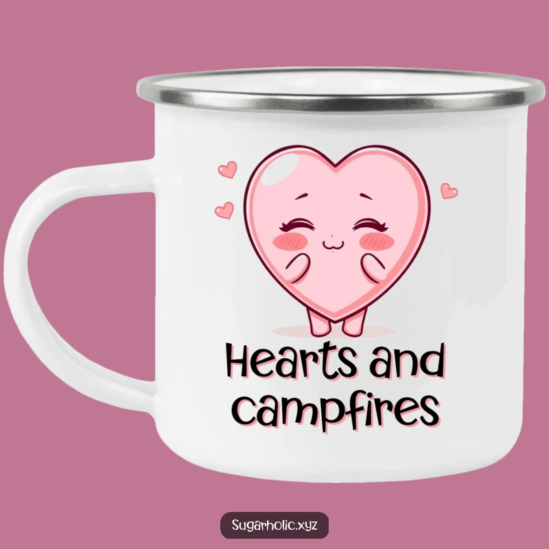 Funny Candy Heart Camping Mug: Sweet Adventures with Love