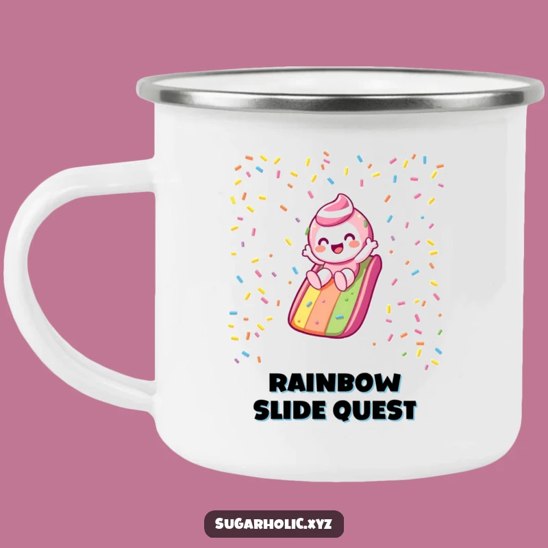 Funny Candy Slide Camping Mug: Sweet Campfire Adventure, Gleeful Character, Ideal Funny Gift