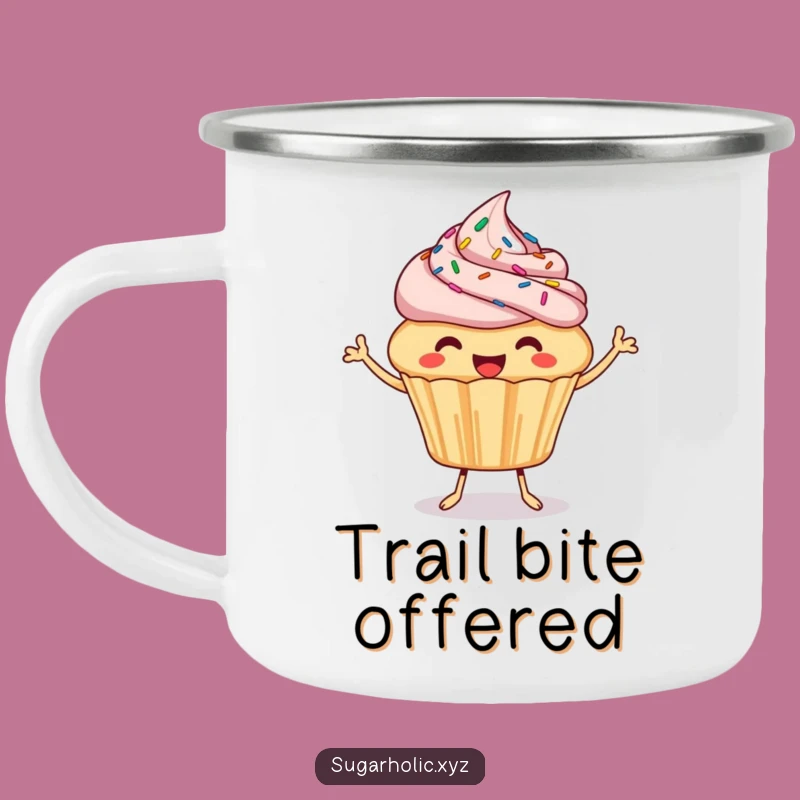 Funny Cupcake Camping Mug: Joyful Bite Enamel Mug, Hilarious Sprinkled Gift