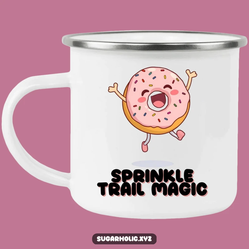 Funny Jumping Donut Camping Mug: Durable Fun, Sprinkled Delight, Great Funny Gift for Outdoors