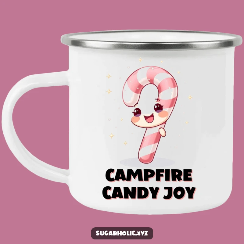 Funny Sparkle Candy Cane Campfire Mug - Festive Adventures!