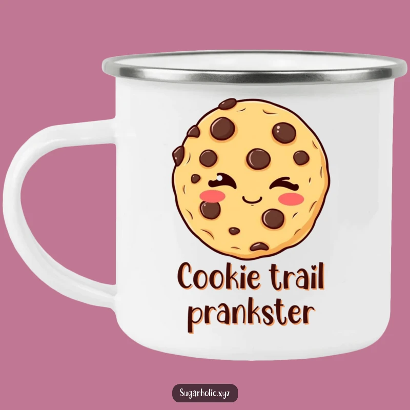 Funny Winking Cookie Camping Mug: Durable Charm, Chocolate Chip Fun, Great Funny Gift for Outdoors