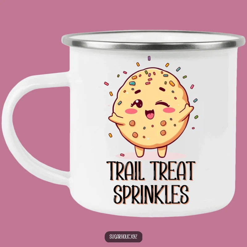 Funny Winking Cookie Camping Mug - Durable Sprinkle Shower Enamel Cup Gift