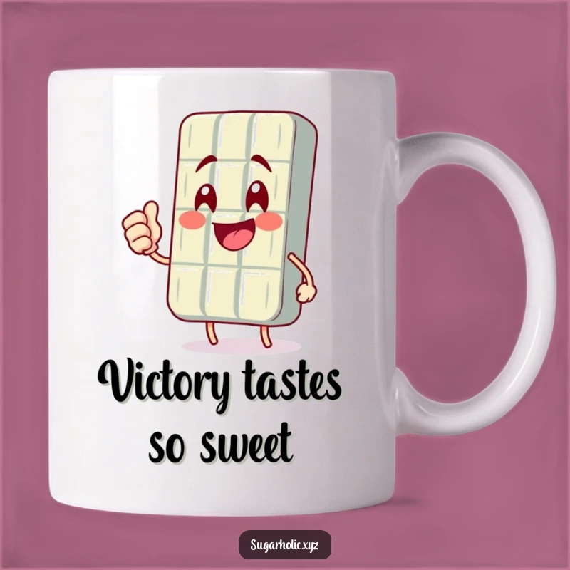Funny Chocolate Bar Fist Pump Mug: Celebrate Victories with Sweet Humor
