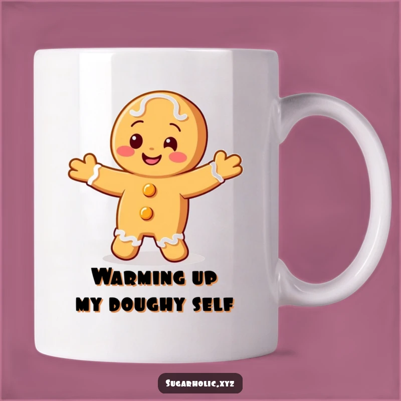 Funny Gingerbread Mug: Happy Jig Character's Festive Brew
