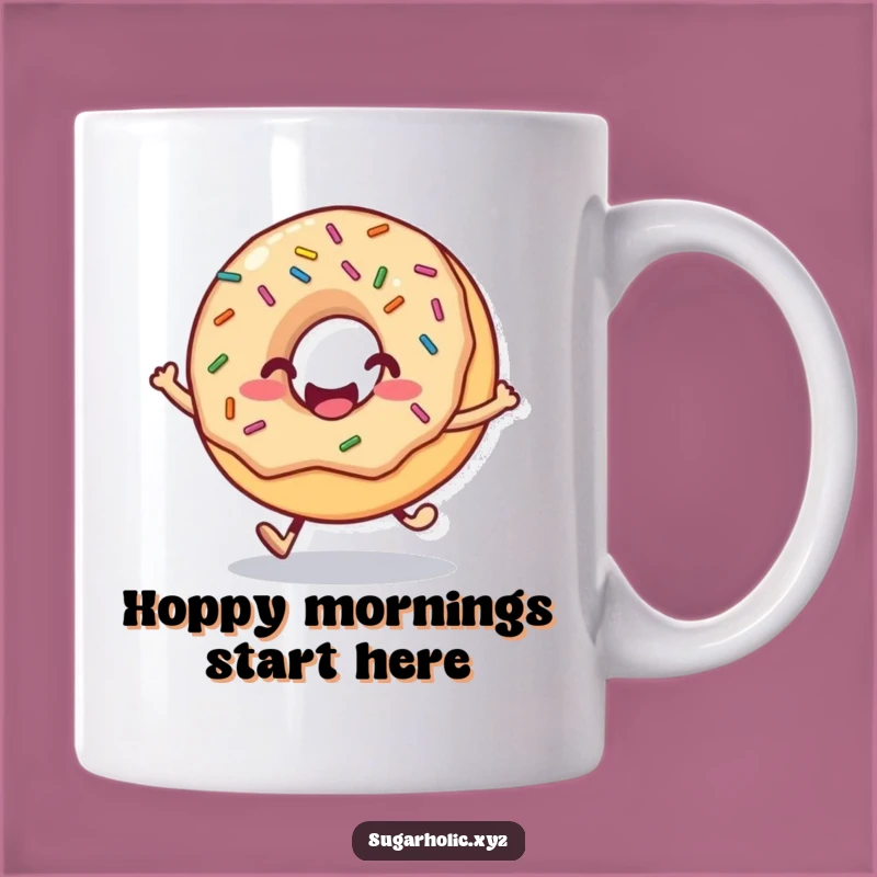 Funny Smiling Donut Hop Mug: Sweet Treat Delight, Perfect Funny Gift