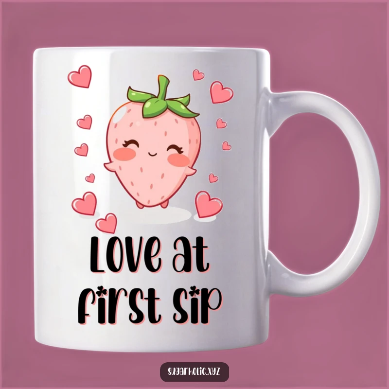 Funny Blushing Strawberry Love Mug - Adorable Romantic Treat Gift