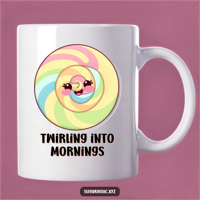Funny Candy Swirl Mug: Delighted Smile for a Playful Funny Gift