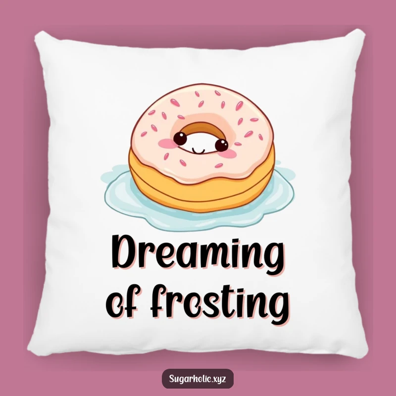 Comfy Donut Frosting Swim Funny Pillow - Sweet Dreams with Humor