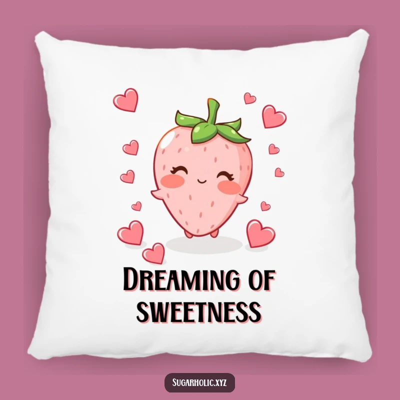 Cozy Funny Strawberry Heart Pillow - Cute Blushing Character Cushion Gift