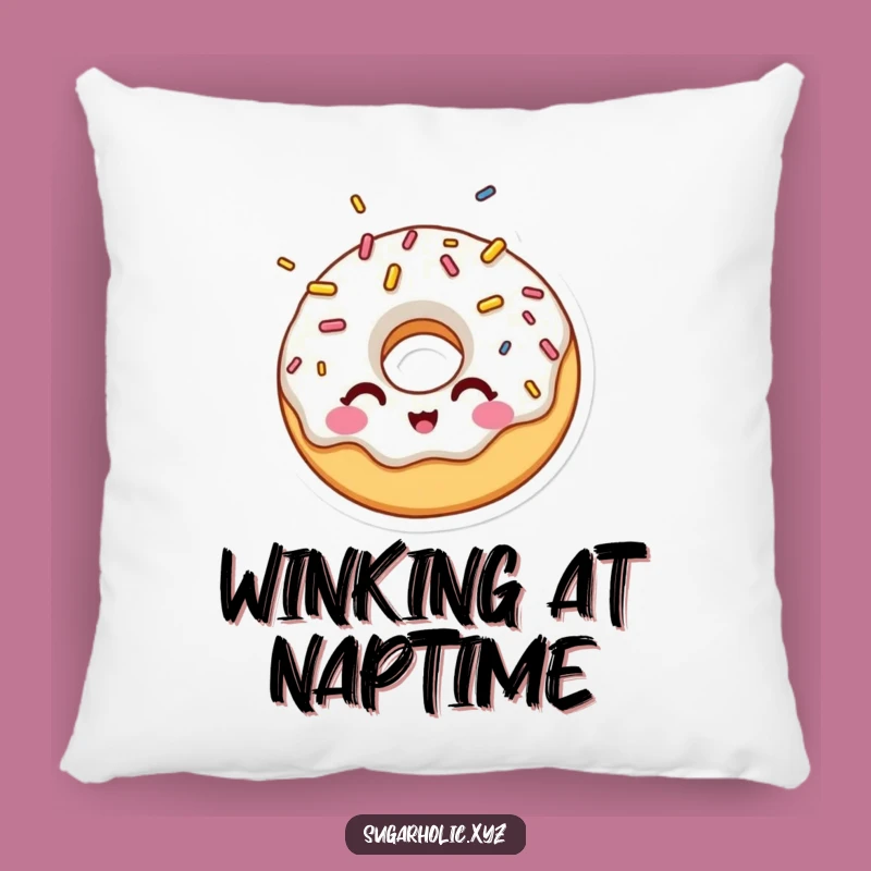 Funny Donut Sprinkle Wink Pillow - Comfy & Hilarious Accent for Sweet Spaces