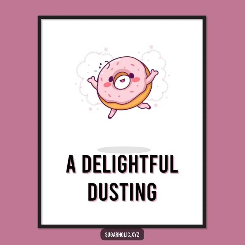 Funny Giggling Donut Powder Jump Digital Art - Instant Joyful Sweet Decor