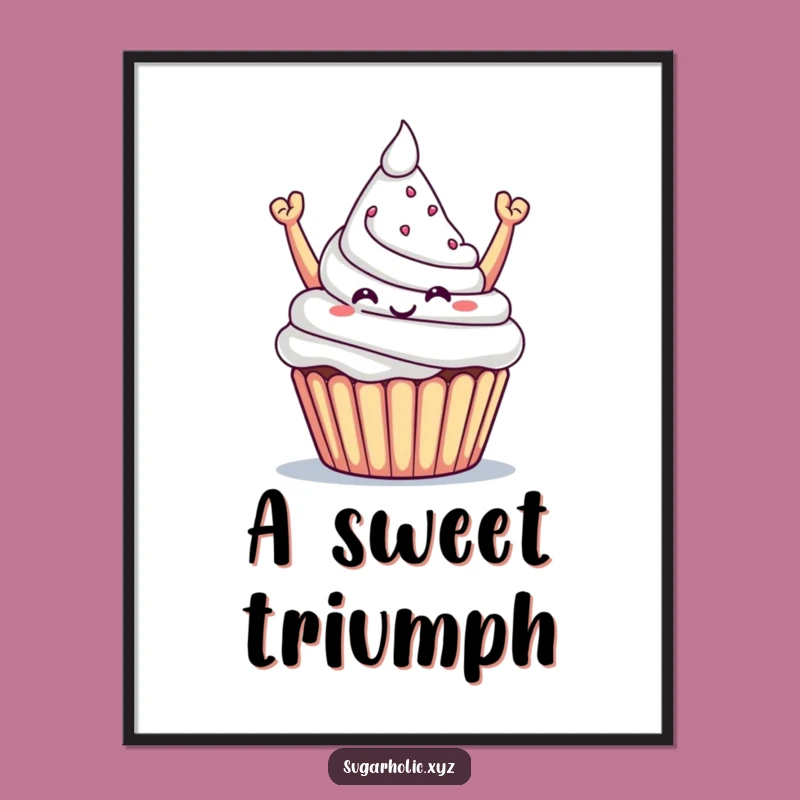 Funny Cupcake Victory Digital Print: Instant Sweet Success