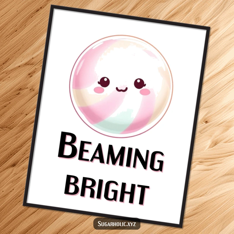 Funny Digital Art: A beaming hard candy with a shimmering surface, bringing instant sparkle and cheerful vibes to wall decor.