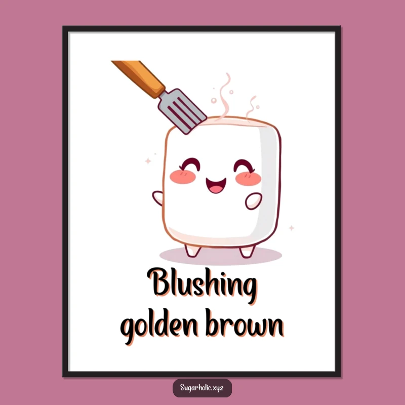 Funny Toasted Marshmallow Digital Art: Cheerful Blush for Instant Funny Gift