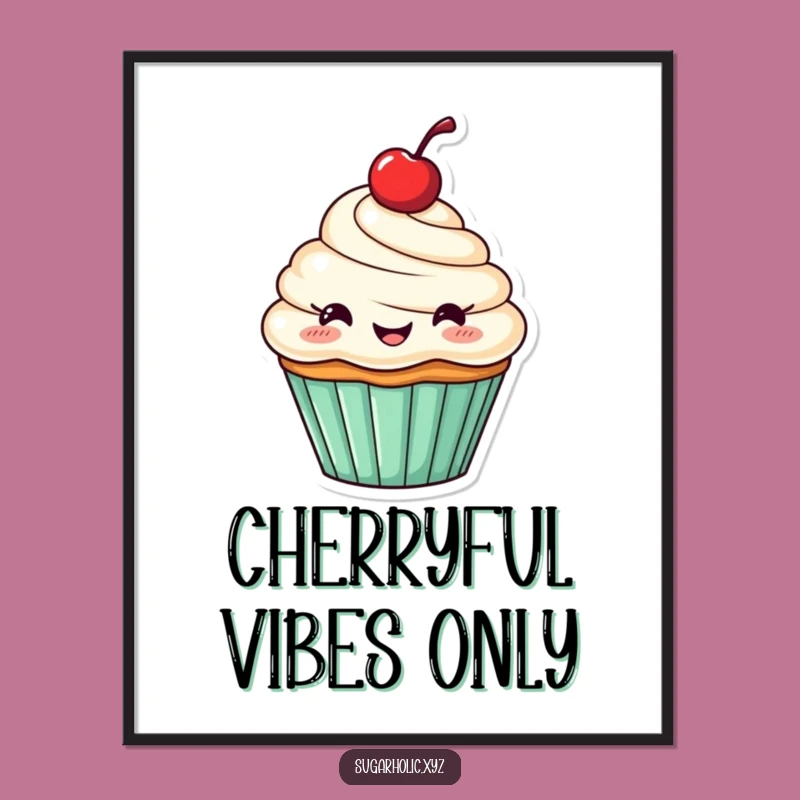 Funny Cupcake Digital Art: Instant Cheer from a Sweet Cherry Character