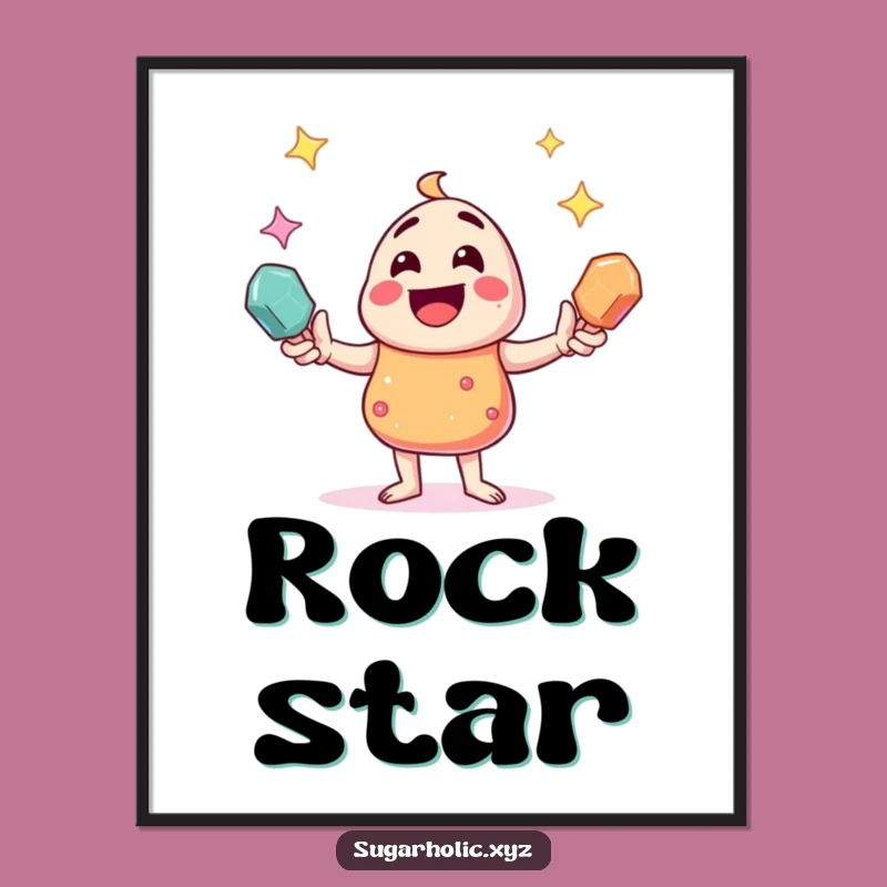 Funny Candy Juggler Digital Art Print - Printable Rock Candy Decor Gift