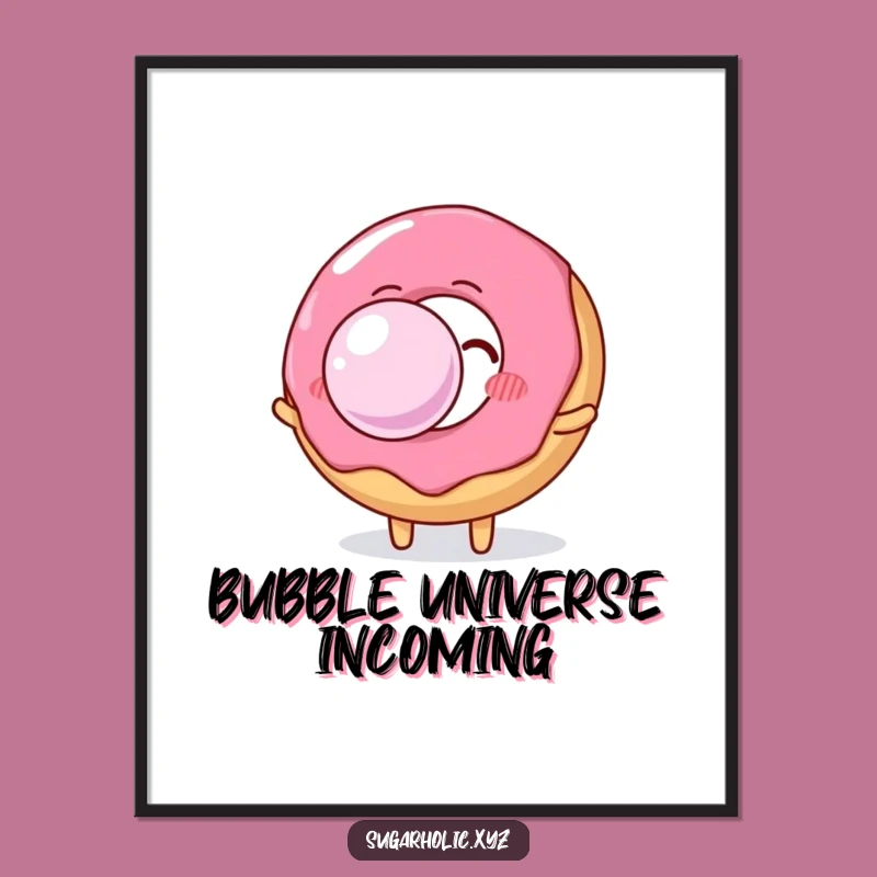 Funny Donut Bubble Gum Digital Art: Instant Hilarious Decor for Your Space
