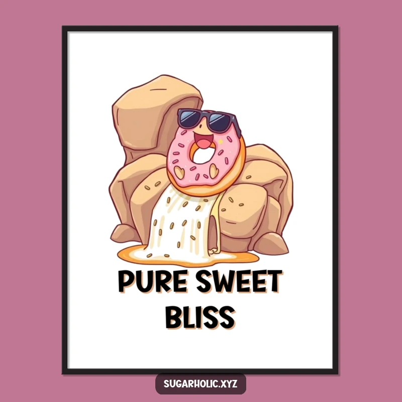 Funny Donut Digital Art: Caramel Waterfall Joy, Hilarious Instant Gift