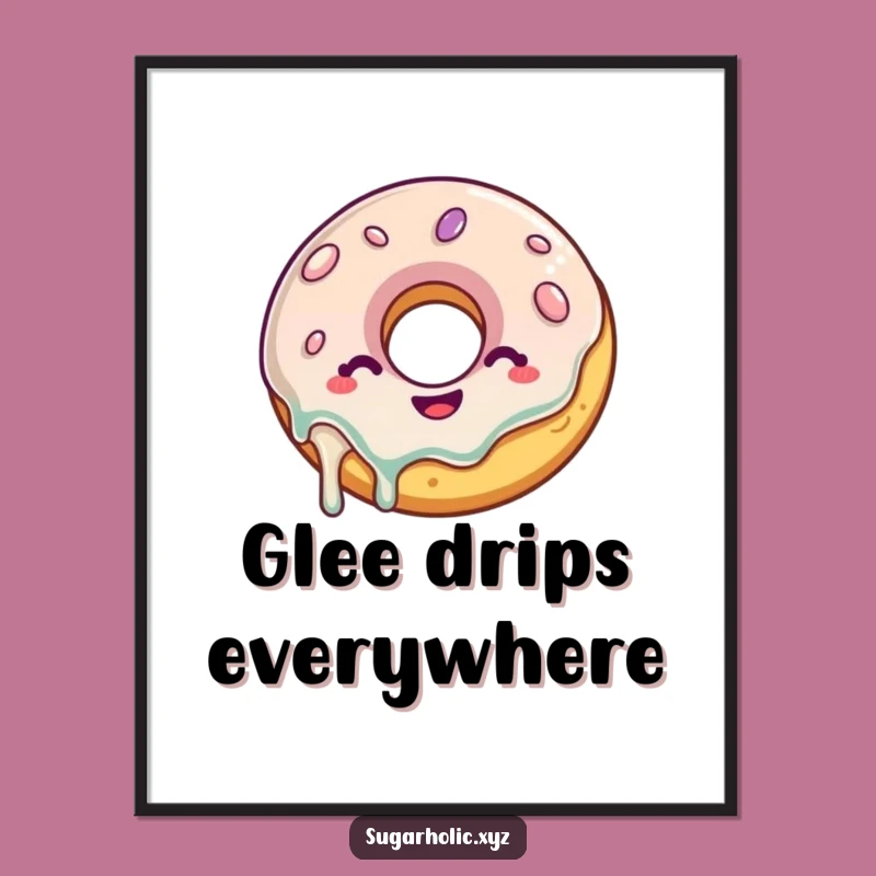 Funny Donut Digital Art: Wiggling Glazed Print, Hilarious Treat Decor Download