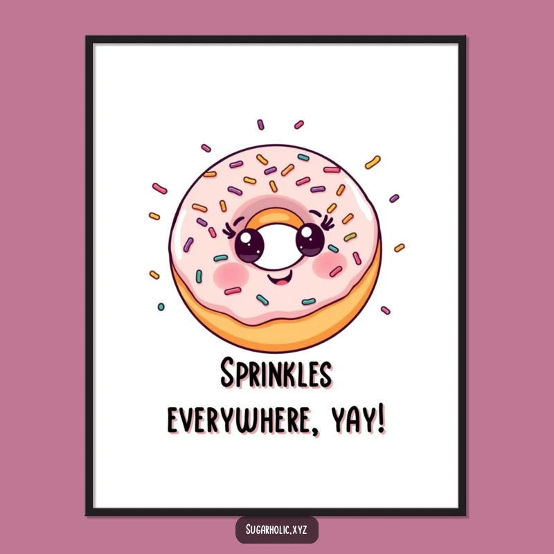 Funny Donut Sprinkle Digital Art: Joyful Character, Vibrant Art, Perfect Funny Gift