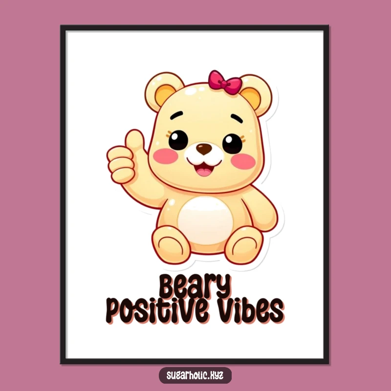 Funny Gummy Bear Thumbs Up Digital Art: Cheerful Character Download, Positive Decor Gift