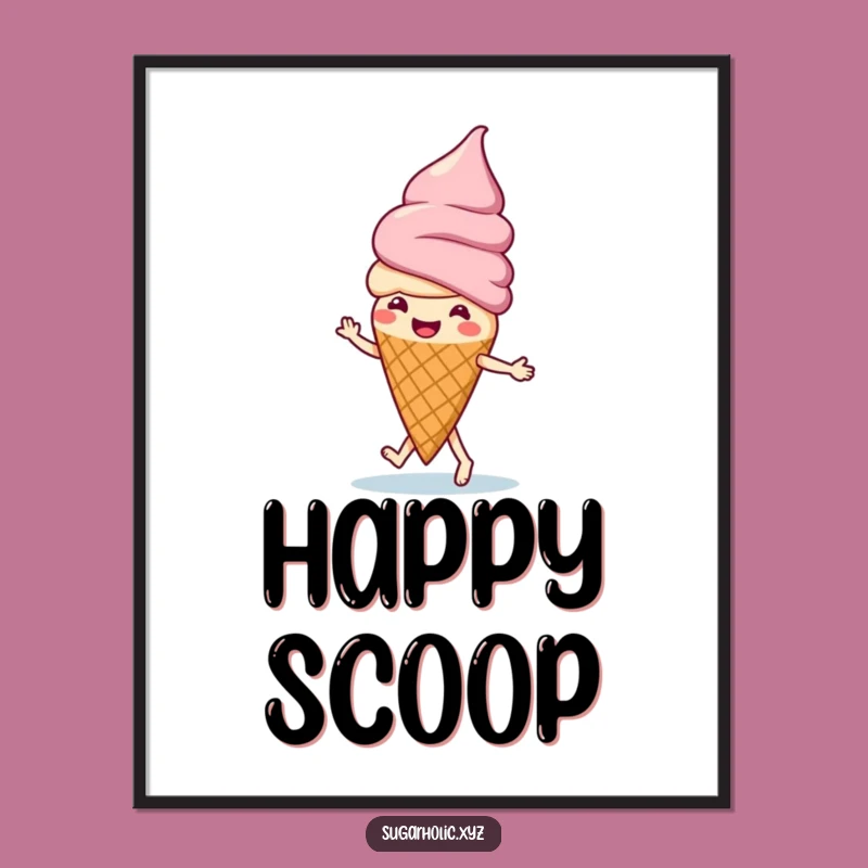Funny Ice Cream Jig Digital Art Print - Printable Cone Dancer Decor Gift
