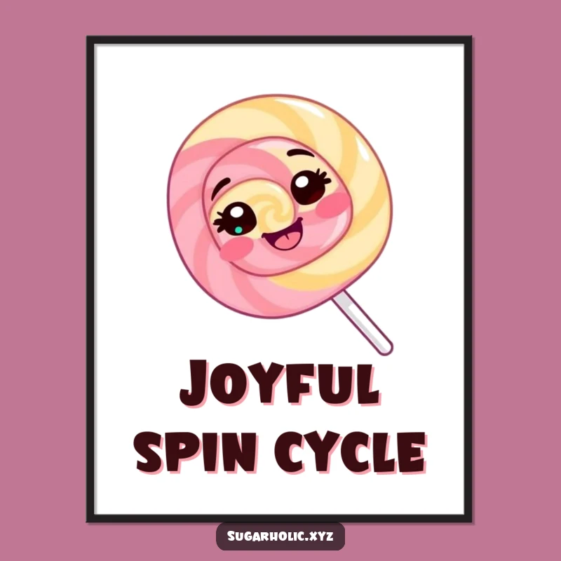 Funny Lollipop Digital Art: Giggling Spin Print, Hilarious Candy Decor Download