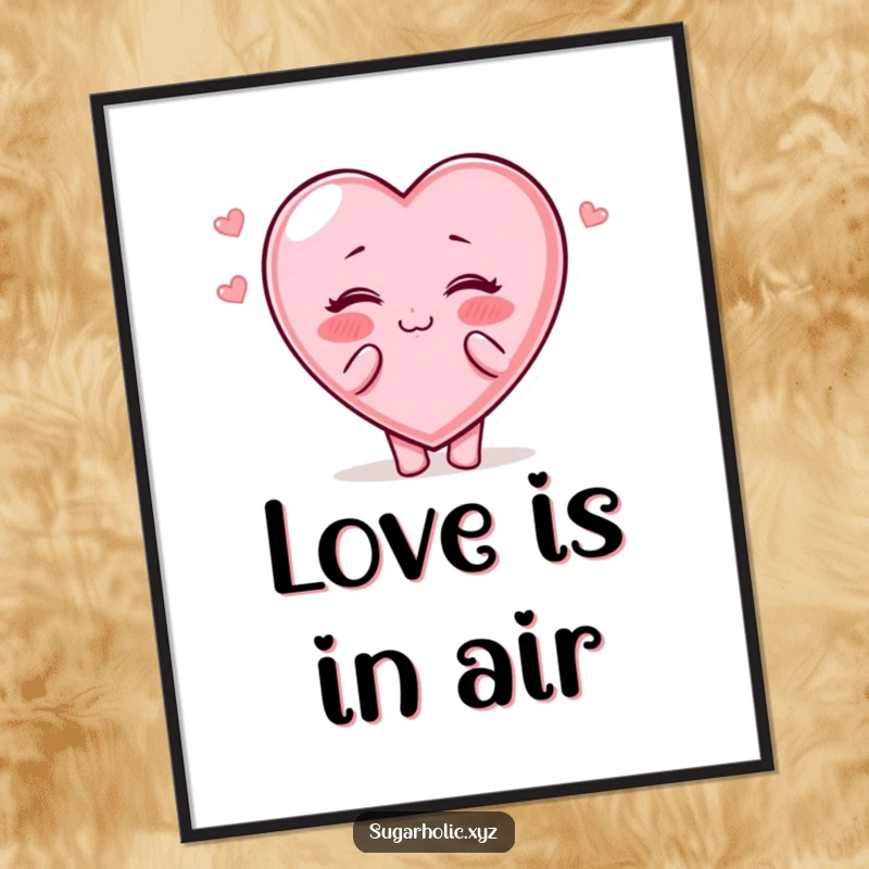 Funny Digital Art: High-quality print of a candy heart character blowing kisses, radiating love and cheer.