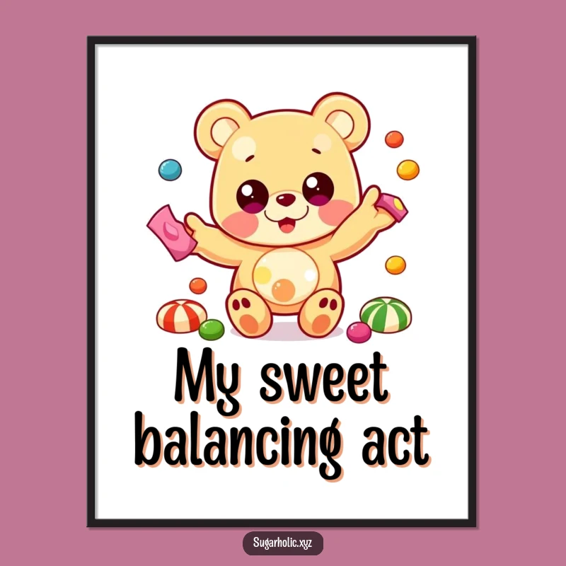 Funny Gummy Bear Juggling Digital Art - Colorful Candy Cheer Print