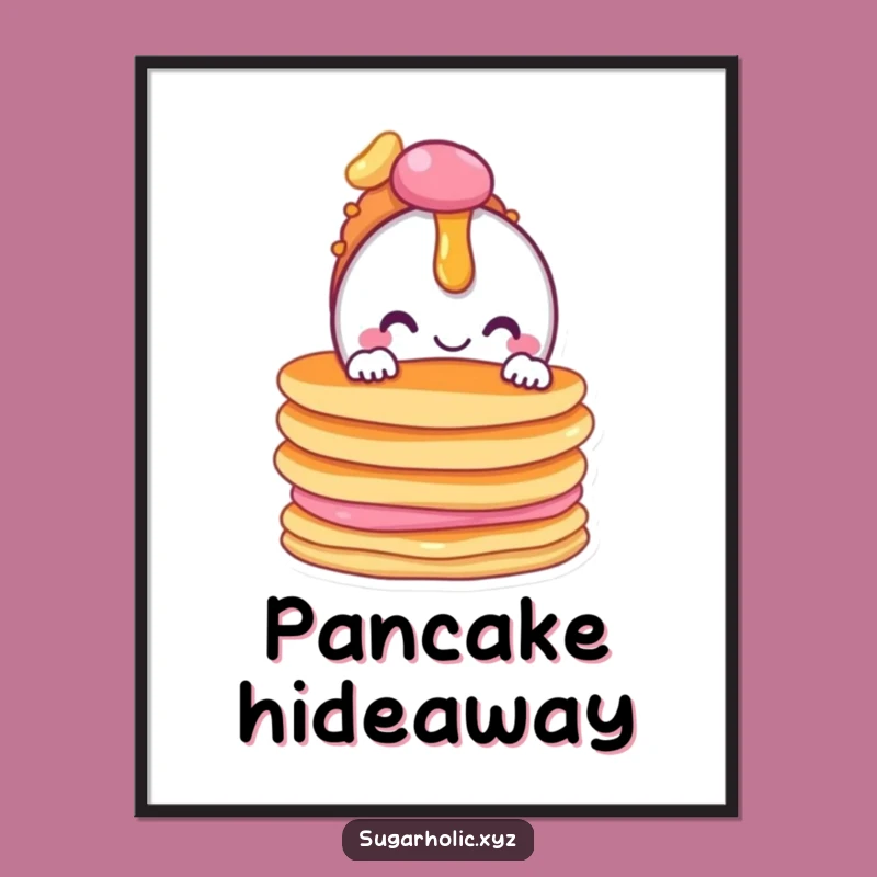 Instant Breakfast Joy: Funny Candy Pancake Art Print Download