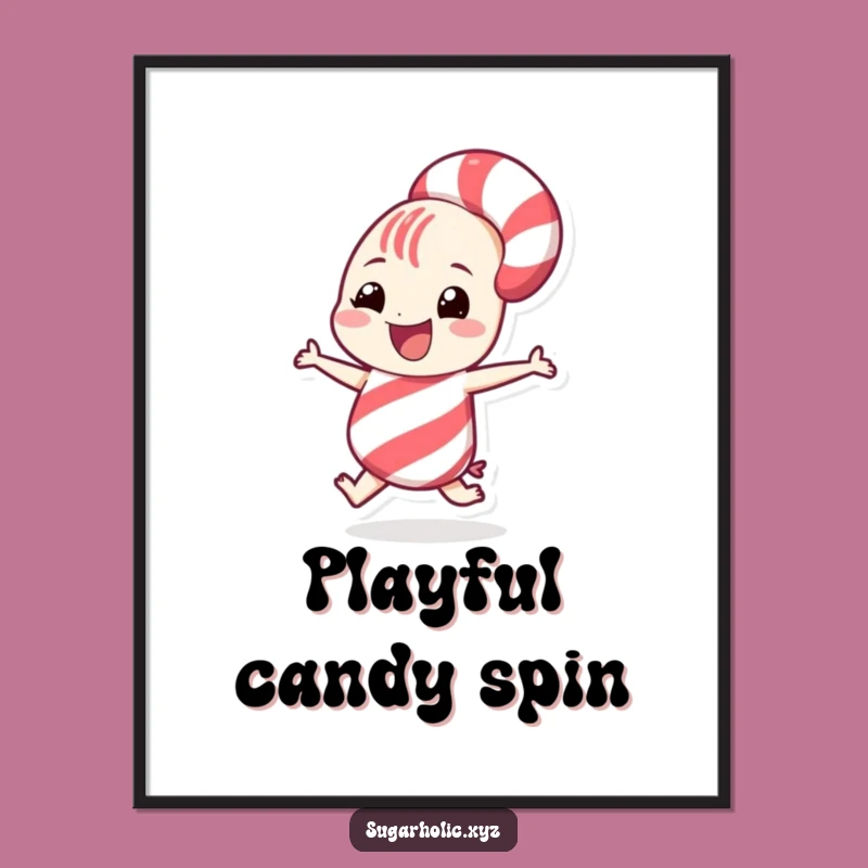 Funny Candy Cane Spin Digital Art Print: Instant Humorous Gift