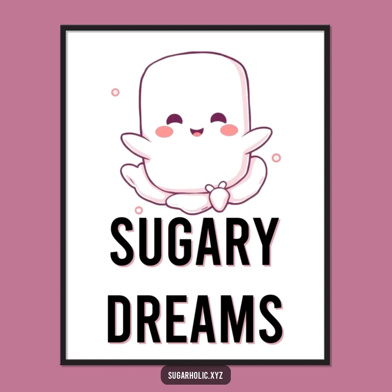 Funny Marshmallow Float Digital Art: Sweet Character Breeze Decor, Amazing Funny Gift for Walls