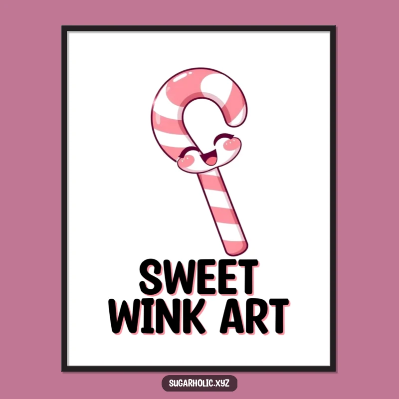 Funny Winking Candy Cane Digital Art - Instant Playful Holiday Cheer!