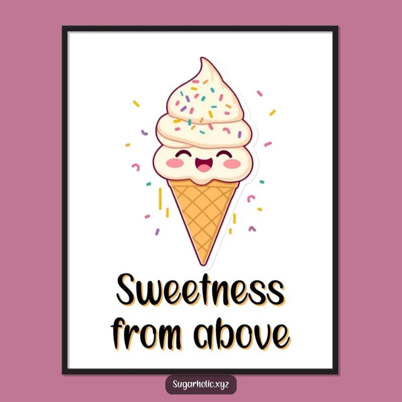 Funny Ice Cream Cone Digital Print - Sprinkle Your Space with Hilarious Sweetness!