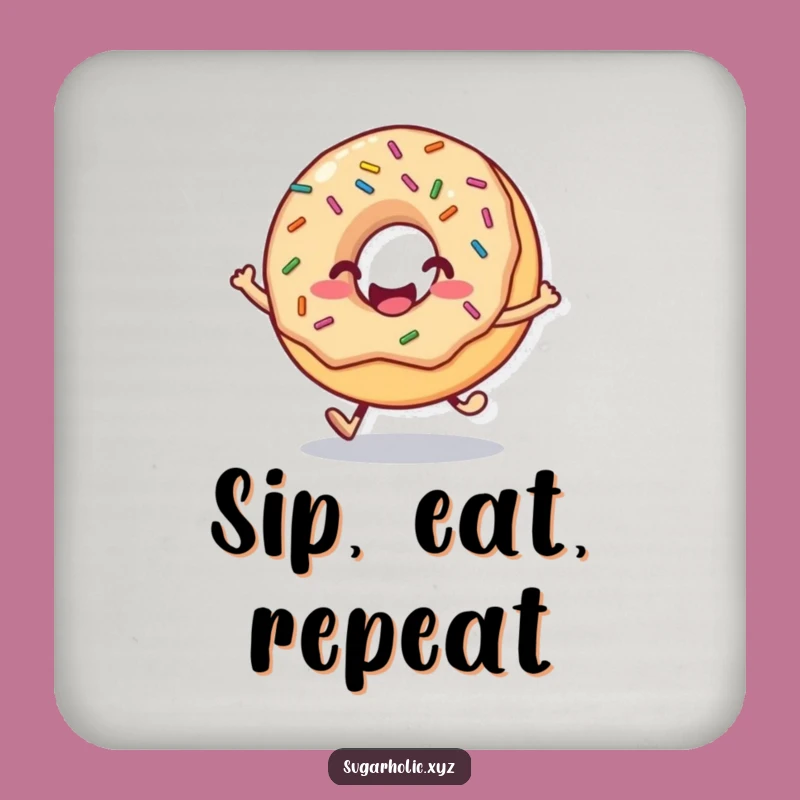Funny Donut Hop Coaster Set: Protect Surfaces with Sweet Art, Perfect Gift