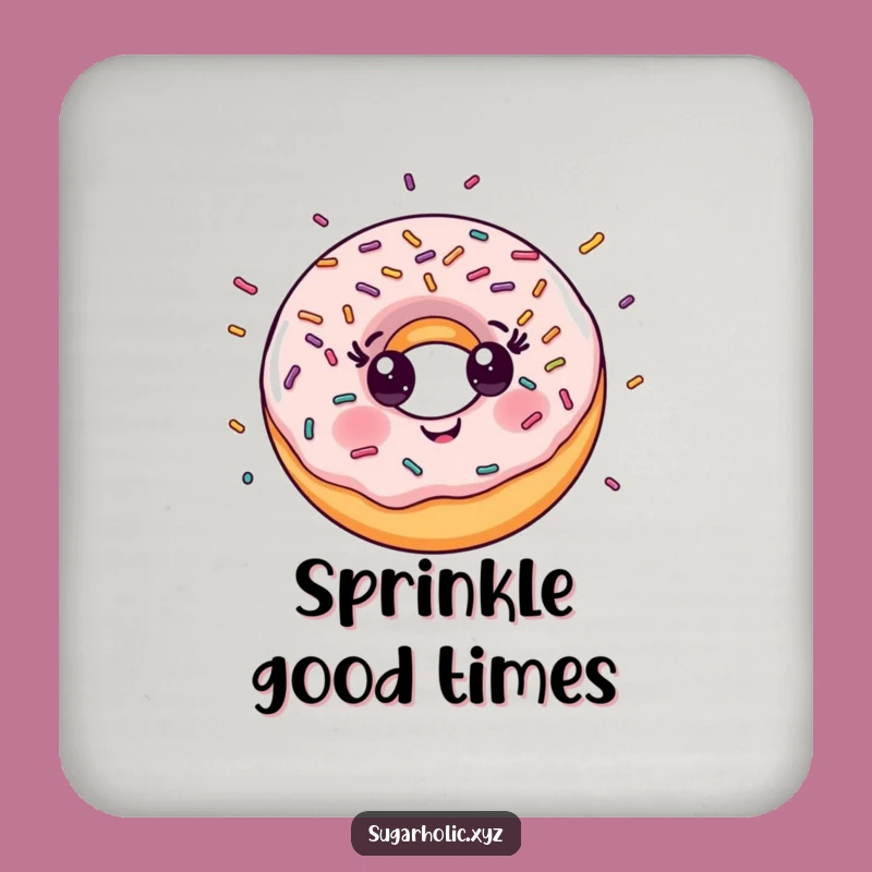 Funny Donut Sprinkle Coaster: Protect Surfaces Sweetly, Smiling Character, Perfect Funny Gift