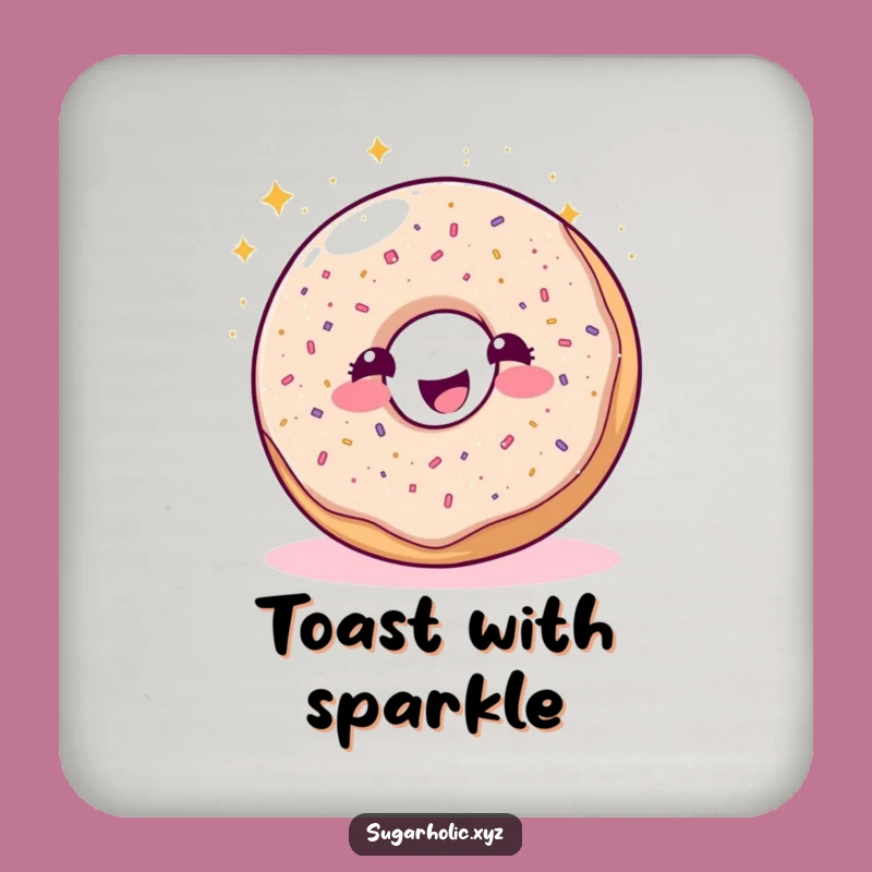 Funny Glitter Donut Sparkle Coaster: A Humorous Gift for Surfaces
