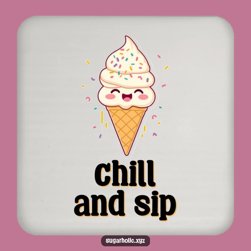 Funny Ice Cream Cone Coaster - Protect Surfaces with Sprinkle-Filled Humor!