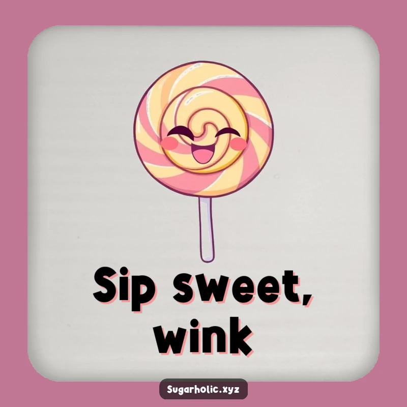 Funny Lollipop Wink Coaster: Beaming Character Protection, Sweet Gift