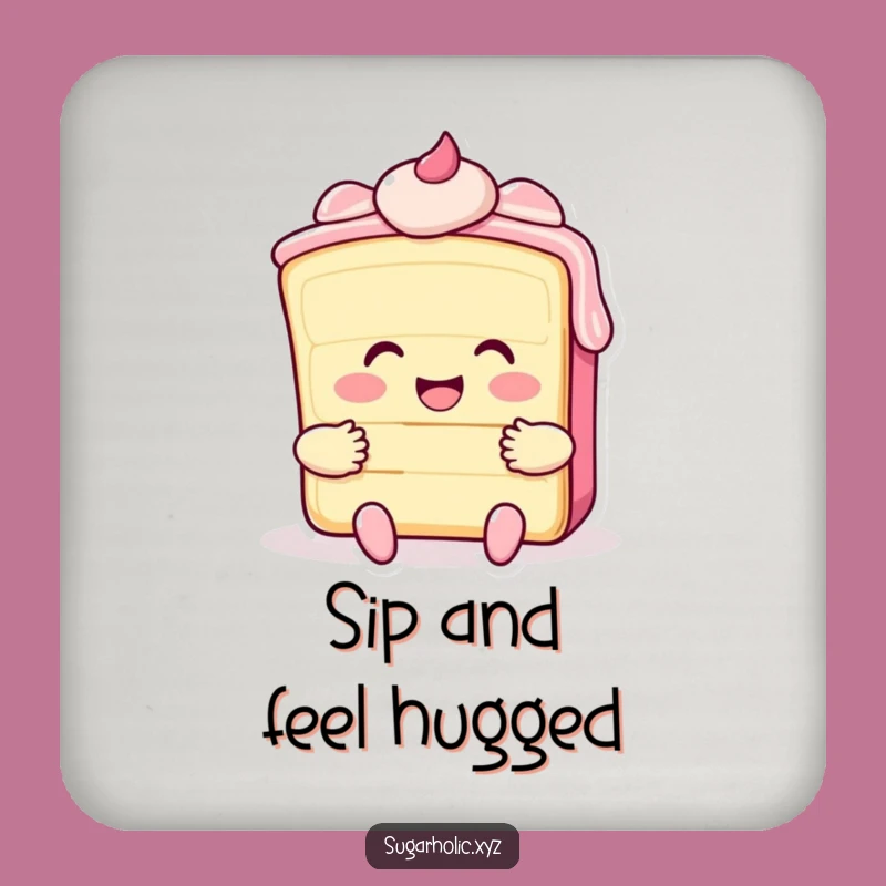 Funny Cake Hug Coaster - Protect Surfaces with Sweet Style
