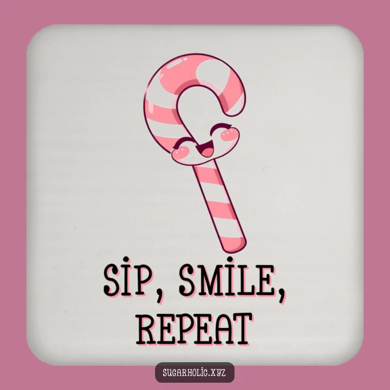 Funny Winking Candy Cane Coaster - Protect Surfaces with Playful Style!