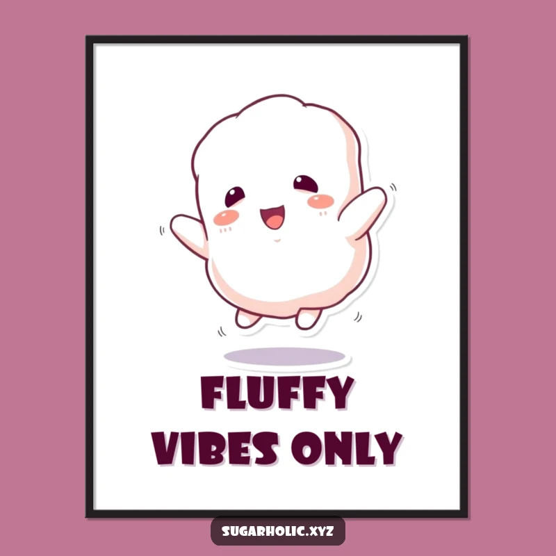 Funny Fluffy Marshmallow Art Print: Whimsical Decor for Sweet Spaces