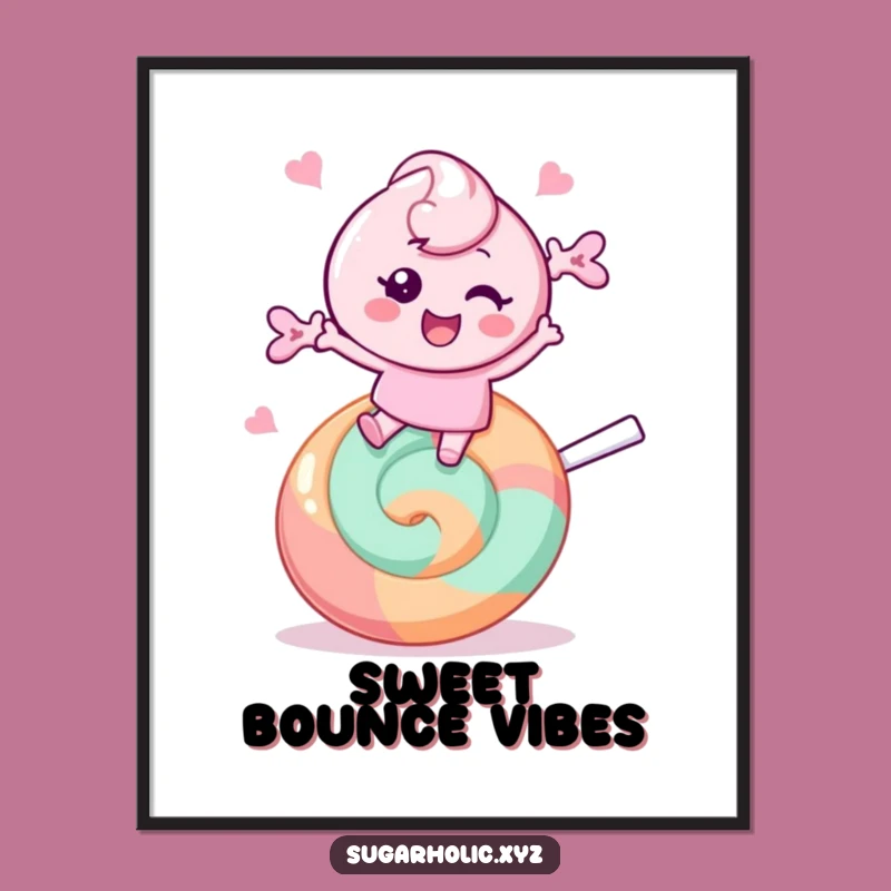 Funny Candy Bounce Poster: Sweet Joy, Cheerful Character Art, Ideal Funny Gift